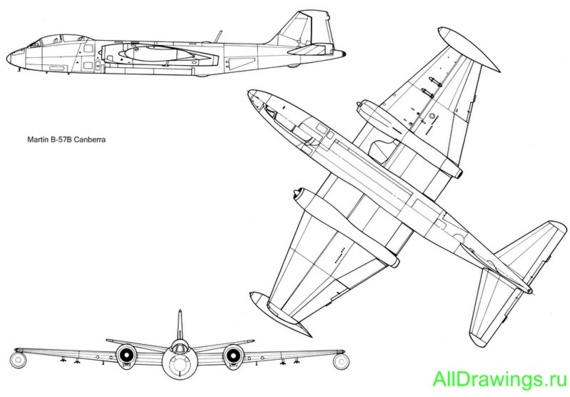 Martin B-57 Canberra чертежи (рисунки) самолета